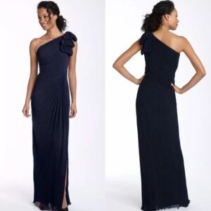 Tadashi Shoji Formal Dress Gown Black One Shoulder Sz 12